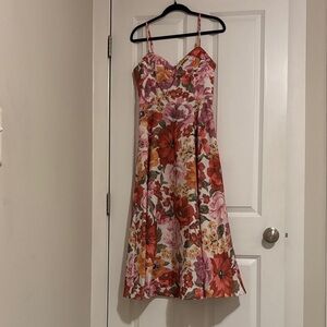 Showpo Pink and Red Floral Midi Dress